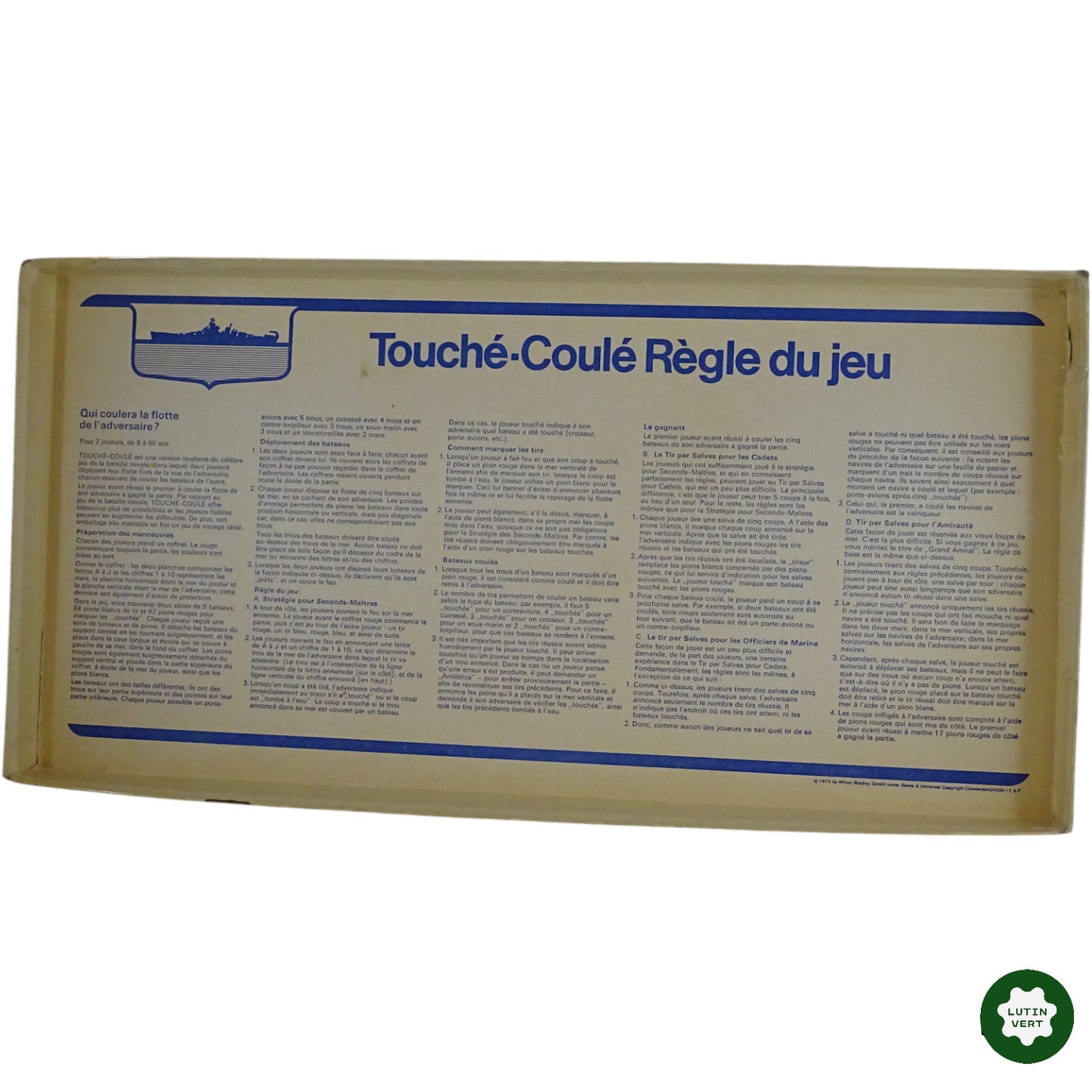 Touché-Coulé Vintage d'occasion MB JEUX - Dès 8 ans | Ref 9227